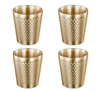 4 Pack Double Wall Insulated Stainless Steel Cups 175ml Stackable Hammered Travel Mugs for Camping Hiking Picnic Outdoor Hot Cold Drinks(yellow)