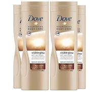 4 Pack Dove Visible Glow Self Tan Lotion Medium to Dark for Gradual Skin Tone, 400ml
