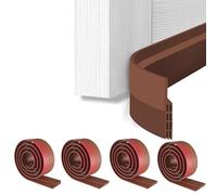 4 Pack Draft Excluder for Doors,Door Draft Excluder Strip,Self Adhesive Draught Excluder Door,Under Door Sweep Weather Stripping Soundproof Rubber Bottom Seal Strip,2" W x 39" L (Brown)