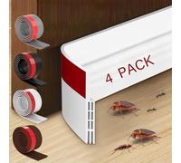 4 Pack Draft Excluder for Doors,Self Adhesive Draught Excluder Door,Under Door Sweep Weather Stripping Soundproof Rubber Bottom Seal Strip,2" W x 39" L（4 Colours）