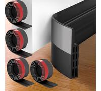 4 Pack Draft Excluder for Doors,Self Adhesive Draught Excluder Door,Under Door Sweep Weather Stripping Soundproof Rubber Bottom Seal Strip,2" W x 39" L (Black)