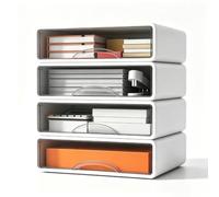 4 Pack Drawers Stackable Desk Storage Box, Extra Large Capacity Desk Organiser Drawers, Plastic Storage Drawers, Makeup Desk Drawer Organiser for Home Collection Makeup Office Supplies 34x25x36 cm
