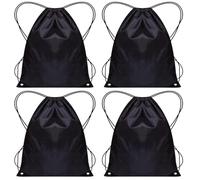 4 Pack Drawstring Bags,PE Bags Drawstring Gym Bag,Unisex String Swimming Bag Trainer Bag for Kids Adults, Large Drawstring Bag Backpack, Suitable for Sports,School,Gym,Travel,Yoga Beach(Black)