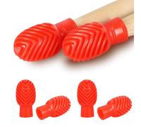 4 Pack Drumstick Dampeners for Silent Practice Drums Silicone Drumstick Tips Replace Your Drum Practice Pads & Protect Drumsticks Reduce the Noise of the Drumsticks Hitting the Drum Surface（Red）