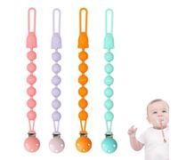 4 Pack Dummy Clip, Dummy Clips, Mam Dummy Clip, Pacifier Clips, Soother Clips - Assorted Colors (Orange, Cyan, Pink, Purple) for Babies, Secure and Stylish Pacifier Holders