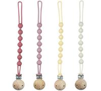 4-Pack Dummy Clip Dummy Clips with Secure Fastening, MAM Dummy Clip for Everyday Use, Soft Silicone Material in Pastel Purple Green Cream Light Yellow Shades