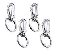4 Pack Durable Key Ring Hoop with Keyring Clip, Carabiner Keyring Set, Secure Carabiner Keyring, Key Ring Clips for Keys, Accessories, and Outdoor Gear