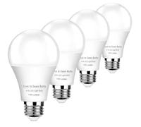 4-Pack Dusk to Dawn Light Bulbs Outdoor 75 Watt Equivalent, Automatic On/Off Sensor LED Bulb, 10W Daylight 5000K,1100 Lumen, A19 E26 Bulbs Photocell for Wall lamp Porch Garage Yard Light(Non-dimmable)