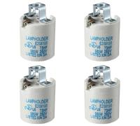4 Pack E27/E26 Ceramic Lamp Holders, 660W 250V Porcelain Light Bulb Sockets, High Temperature Heat Resistant Fireproof Light Fittings for DIY Lighting & Animal Heat Lamp Replacement