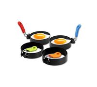 4 Pack Egg Ring Molds, Circular Egg Cooker Rings with Anti-Scald Handle, Cooking Molds for Eggs, Pancakes, Mini Omelets
