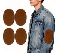 4 Pack Elbow Patches - Durable Iron-on Fabric Jacket Repair Velvet Patches - Easy to Use Sew-On Fabric Oval Elbow Knee Patches Sweater Trousers (Brown)