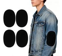 4 Pack Elbow Patches - Durable Iron-on Fabric Jacket Repair Velvet Patches - Easy to Use Sew-On Fabric Oval Elbow Knee Patches Sweater Trousers (Black)