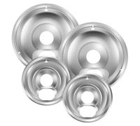 4 Pack Electric Stove Drip Pans, Chrome Coated Burner Bowls - 2x 6" & 8" Heat Resistant Cooktop for Kitchen