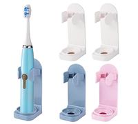 4 Pack Electric Toothbrush Holder, Self-Adhesive Toothbrush Stand Organizer Wall Mounted Universal Toothpaste Storage for Bathroom (Pink+Blue+White)