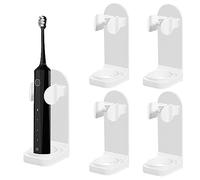 4 Pack Electric Toothbrush Holder, Self-Adhesive Toothbrush Stand Organizer Wall Mounted Universal Toothpaste Storage for Bathroom (White)