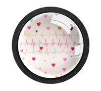 4 Pack Electrocardiogram Heart Beat with Cute H Kitchen Cabinet Knobs Drawer Knobs Dresser Knobs Matte Black Zinc Knobs Drawer Pulls Door Knobs Dresser Drawer Handles Knobs for Dresser Drawers