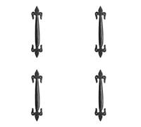 4 Pack Elegant Fleur De LYS Pull Handle in Black - 100mm Size for Cabinets and Drawers - Door Handle