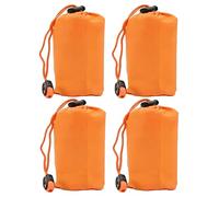 4 Pack Emergency Tent, Survival Bivy Sack in Orange, Reflects Body Heat, Includes Whistle and 20 ft Reflective Rope, Lightweight Survival Shelter for Camping and Hiking
