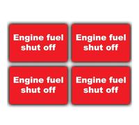 4 Pack - Engine Fuel Shut Off Stickers - Boat Car Vinyl Decals - 80mm x 50mm