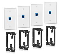 4 Pack Ethernet Wall Plate 1 Port Keystone Jack Blue Cat6 RJ45 Coupler Outlet Connector with Single Gang Low Voltage Mounting Bracket