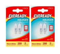 4 Pack Eveready 20W Halogen G4 Capsule Oven Safe 12V Light Bulbs 200Lm 2800K (Warm White)
