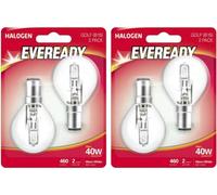 4 Pack Eveready EcoHalogen 30W (40W Eqv) Golf Ball Shape, B15 Small Bayonet Cap, 2800K Warm White, 405 Lumens, Dimmable