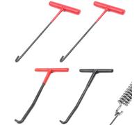 4 Pack Exhaust Spring Puller Tool, 7" and 6.3" Motorcycle Exhaust Spring Hook, T Shaped Handle Spring Removal Tool with Rubber Coating for Motorcycle Dirt Bike Snowmobile Mower Vehicle Springs Tools