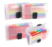 4 Pack Expanding File Folder, AILANDA A6 13 Pockets Rainbow Document Organiser A6 Accordion Folder Receipt Organiser Wallet Case with Labels Index for Bills Cards Coupons 17.7 x 10.5 x 2.5cm