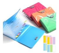 4 Pack Expanding File Organisers A6 Size Portable Accordion Folder 13 Pockets Filing Boxes Document Plastic Wallets Receipt Organiser for Filing Folders & Storage Files, 4 Colours 17.5x11 cm