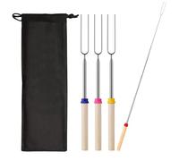 4 Pack Extendable Forks, Mini Marshmallows Toasting Kit, BBQ Skewers, Campfire Roasting Sticks, Hot Dog Forks for Fire Pit (Red, Blue, Yellow, Green)