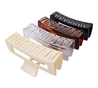 4 Pack Extra Large Hair Claw for Women, 5'' Strong Hold Bright Clamps for Thick and Long Hair, 90's Non-slip Square Jaw Clips for Curly Hair,