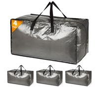 4 Pack Extra Large Heavy Duty Storage Boxes with Lids for Moving House, Big Folding Strong Moving Containers Box Bag for Clothes Underbed