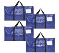 4 Pack Extra Large Moving Storage Bags with Zips, Heavy-Duty Organizer Tote, Moving Box Alternative, Packing Supply, Clothes Storage Bin, Tag Pocket for Label, Water-Resistant(Blue)