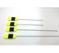 4 Pack Extra Long Hooked Bait Needles, Green Handle Carp Fishing Hair Rig Baiting Tools, Stainless Steel, 16cm & 22cm for Boilies, Pellets, Worms & Particles