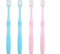 4 Pack Extra Soft Toothbrush for Adults and Kids with Sensitive Gums,Micro-Nano Bristles 20,000 Ultra-Gentle Filaments,Manual Soft Bristle Toothbrush for Fragile Gums (Blue and Pink)