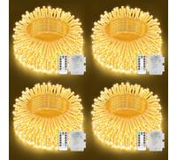 4 Pack Fairy Lights Battery Operated Christmas Lights Outdoor Total 40M 400LED Waterproof String Lights with Remote Timer 8 Modes for Indoor Outside Bedroom Garden Patio Party Decor-Warm White