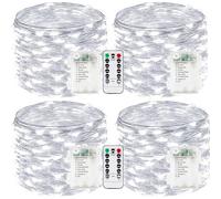 4-Pack Fairy Lights Battery Operated with Remote, Waterproof 33FT 100 LED Battery String Lights Outdoor Indoor, 8 Modes Twinkle Lights with Timer for DIY Home Centerpiece Christmas Decor (Cool White)