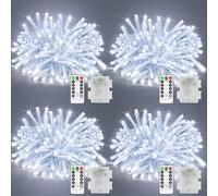 4 Pack Fairy Lights Battery Total 40M 400 LED Christmas Lights Outdoor | Cool White Lights 8 Modes Remote Control Timer Dimmable IP44 Waterproof Indoor Outside Garden Party Xmas Bedroom Decor