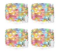 [4 Pack] Fairy String Lights, 100LED 10M 8 Modes USB Powered Remote Control Copper Wire Decorative String Lights with Timer for Bedroom, Party, Wedding, Christmas