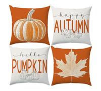 4 Pack Fall Cushion Cover 45×45 cm Orange Pumpkin Maple Leaf Autumn Throw Pillow Covers Hello Fall Cushion Case for Sofa Home Decorative