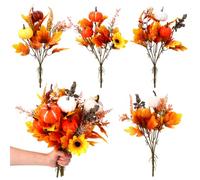 4 Pack Fall Harvest Artificial Flowers Decorative Stems Autumn Floral Picks
