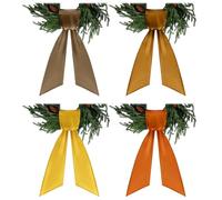 4 Pack Fall Wreath Sash for Front Door Thanksgiving Orange Satin Sash Decoration for Autumn Harvest Fall Wedding Party, 57 x 4.5 inch