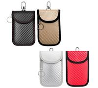 4 Pack Faraday Pouch For Car Keys, Car Key Signal Blocker Pouch, RFID Key Pouchs, Anti-Theft RFID Blocking Keys Bag for Cars Security (Red, Gold, Silver, and Black)