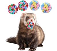 4 Pack Ferret Toys Ball Set, Rubber Scratch Chew Toys with Built-in Bell Soft Colorful Balls Grinding Wiggle Ball Interactive Sound Toy Exercise Teeth for Ferret Cat Kittens