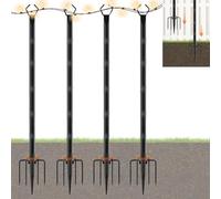 4 Pack Festoon Light Poles, 10Ft String Light Poles Stand with Fork for Outdoor String Lights, Weather Resistant, Heavy Duty Metal Poles for Outside Garden Patio Deck Backyard