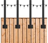 4 Pack Festoon Pole Suspension String Light Poles for Outdoor, 43cm Metal Patio Light Mounting Stand with Hooks Backyard Deck Lights Post for Wall Fence Garden, for Parties, Christmas, Wedding