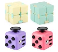 4 Pack Fidget Cube Set Age 3+ - Infinity Cube & Multi-Sensory Stress Relief Toys For Cube Fidget Toy All Ages Classroom, Office, Home Figet Cube 360° Seamless Flipping For Fidget Cube Adult