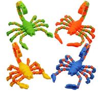 4 Pack Fidget Scorpion Toy, Fidgets Wacky Tracks Snap, Click Fidget Toys, Scorpion Sensory Toy with Suction Cup for Kids Goodie Bag Basket Stuffers Classroom Prizes Party Favors