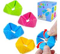 4 Pack Fidget Toys Sensory Flip Cube with Textures for Adults: Quiet Silicone Sensory Toys for Autism, Anxiety & ADHD, Calming Tools for Adults Office Desk Travel Classroom Focus Must Haves