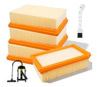 4 Pack Filter Replacement for Karcher, Accessories for Karcher MV4 MV5 MV6 WD4 WD5 WD6 Wet and Dry Vacuum Filter Flat with Brush Pleated Hoover Filters Microfleece Filters Replacement Parts